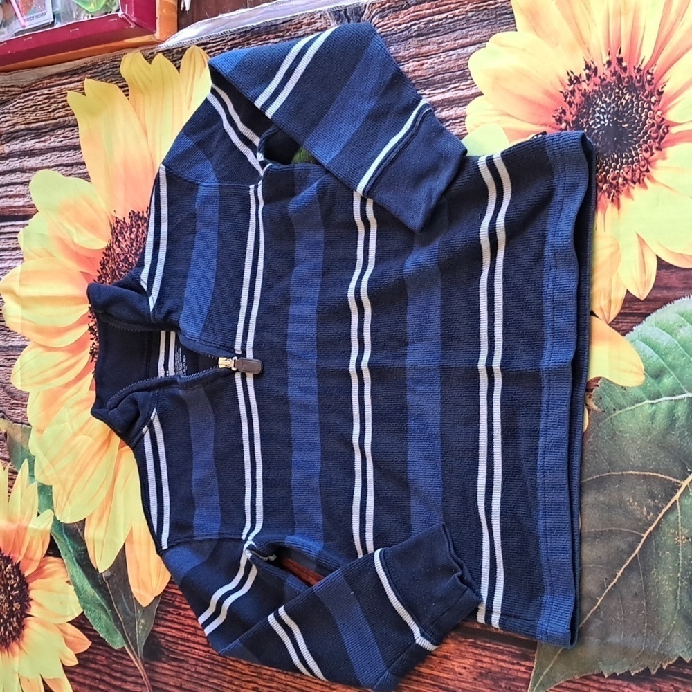 Blue striped 1/4 zip sweater 6/7